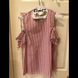 Red and white off shoulder top Michael Kors